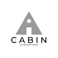 cabin logo line art minimalist vector design illustration