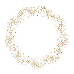 Vector round floral wreath. Elegant graphic frame.