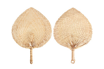 native fan made from palm leaves isolated on white background, clipping path included.