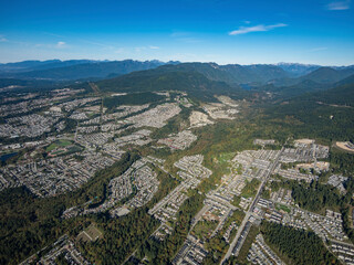 Stock aerial photo of Burke Mountain Port Coquitlam, Canada