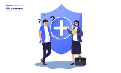 Flat illustration about life insurance, Ask about health insurance