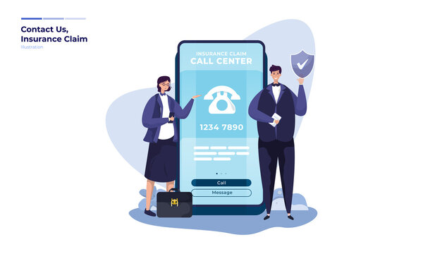 Illustration of call center for mobile insurance claims 