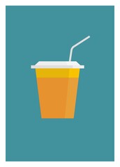 Orange juice in plastic cup.