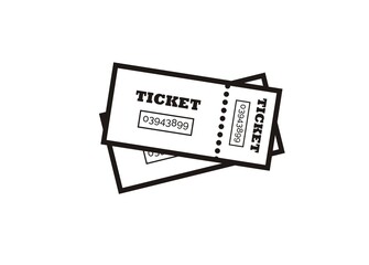 Ticket sheet in black and white.
