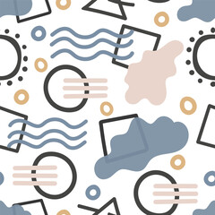 Geometric shapes minimal seamless pattern vector illustration.