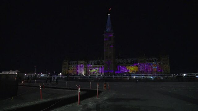 Parliament Hill light show extreme wide