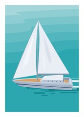 Sailing boat. Simple flat illustration