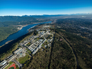 Stock aerial photo of Simon Fraser University Burnaby, Canada