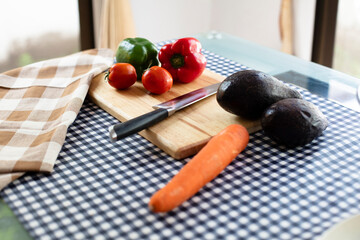 Vegetable and fruit on table for food cooking , daily home living lifestyle