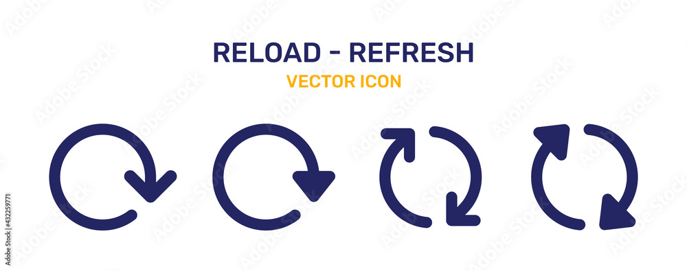 Poster Refresh icon set isolated. Reload collection vector.