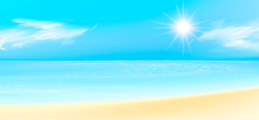 Fototapeta na wymiar 真夏の背景デザイン、青い空と白い雲