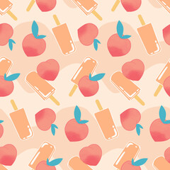 Fruit Popsicles Peach Seamless Pattern