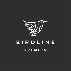 bird logo line vector template on black background