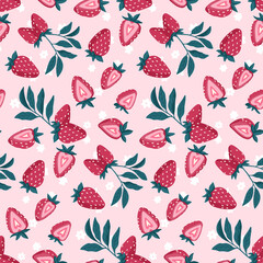 Soft Pink Strawberry Seamless Pattern 
