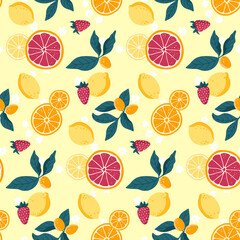 Summer Fresh Fruits Seamless Pattern