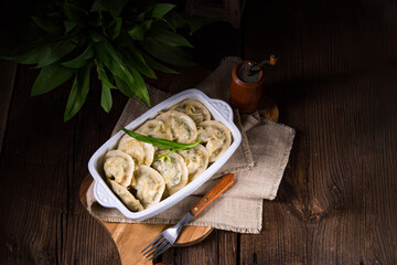 pierogo with wild garlic -cheese filling