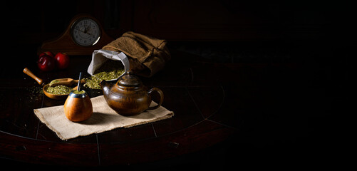 Prepare yerba mate with calabash and bombilla