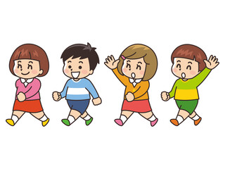 笑顔で歩く子供たち