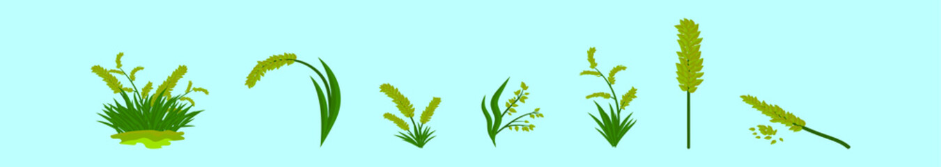 set of sea oats cartoon icon design template with various models. vector illustration isolated on blue background