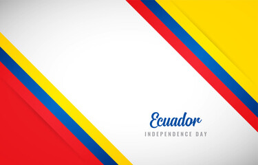 Happy Independence day of Ecuador with Creative Ecuador national country flag greeting background - obrazy, fototapety, plakaty