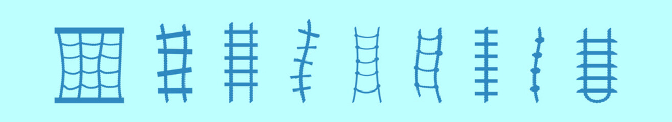 set of rope ladder cartoon icon design template with various models. vector illustration isolated on blue background