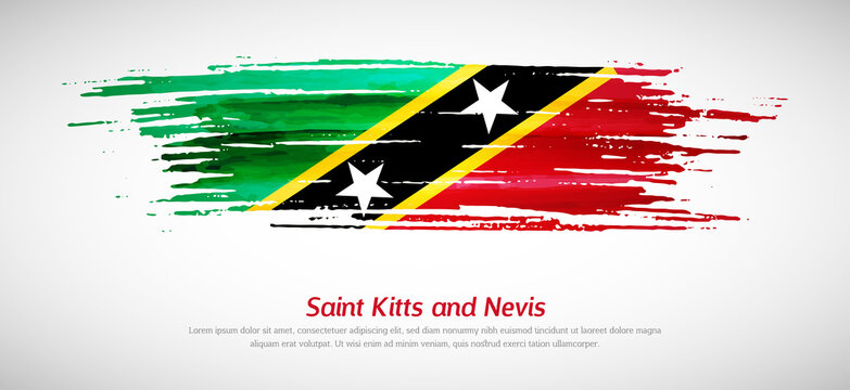 Artistic grungy watercolor brush flag of Saint Kitts and Nevis country. Happy independence day background