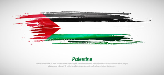 Artistic grungy watercolor brush flag of Palestine country. Happy independence day background