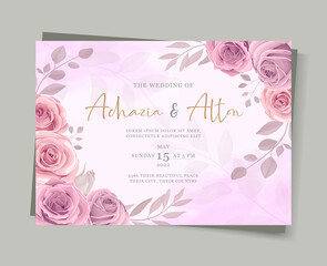 Set of elegant wedding card template with hand drawn floral decoration