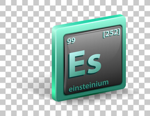 Einsteinium chemical element. Chemical symbol with atomic number and atomic mass.