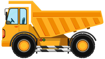 Heavy dump truck in cartoon style on white background