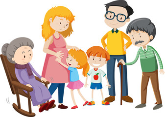 Member of family cartoon character on white background
