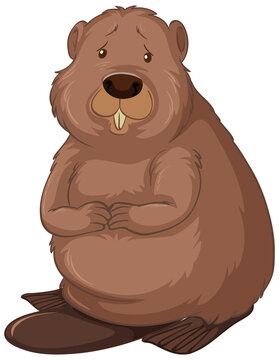 Beaver cartoon character isolated on white background
