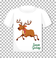 Reindeer cartoon character design on t-shirt isolated on transparent background
