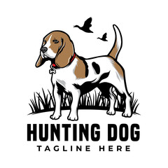 Cool hunting dog beagle pet logo vector icon illustration. Isolated on white background 
