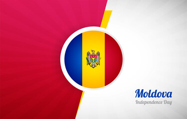 Obraz premium Happy independence day of Moldova greeting background. Abstract Moldova country flag illustration
