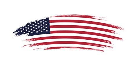 Artistic grunge brush flag of United States of America isolated on white background