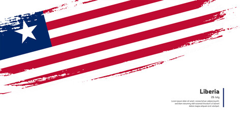 Creative hand drawing brush flag of Liberia country for special independence day