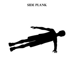 Side plank exercise strength workout vector illustration silhouette