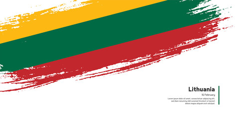 Creative hand drawing brush flag of Lithuania country for special independence day
