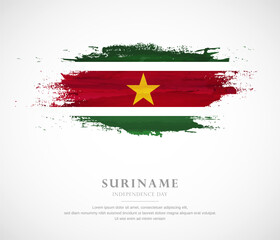Abstract watercolor brush stroke flag for independence day of Suriname