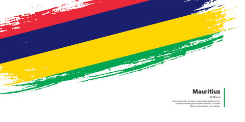 Creative hand drawing brush flag of Mauritius country for special independence day