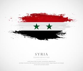 Abstract watercolor brush stroke flag for independence day of Syria
