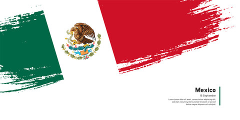 Creative hand drawing brush flag of Mexico country for special independence day