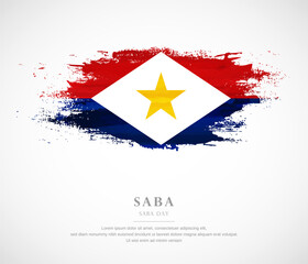 Abstract watercolor brush stroke flag for national day of Saba