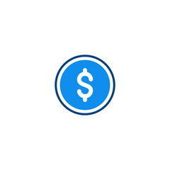 Dollar Coin Flat icon vector for computer, web and mobile app 
