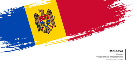 Creative hand drawing brush flag of Moldova country for special independence day
