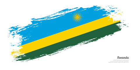 Hand painted brush flag of Rwanda country with stylish flag on white background