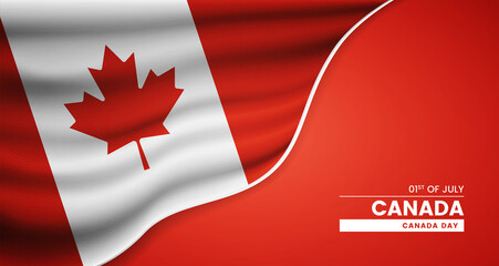 Abstract Canada day background with elegant fabric flag and typographic illustration