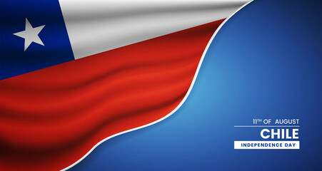 Abstract independence day of Chile background with elegant fabric flag and typographic illustration