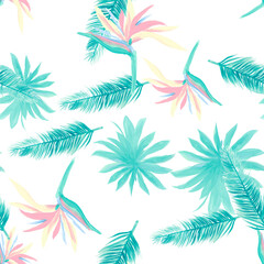 Fototapeta na wymiar Blue Pattern Nature. Navy Seamless Hibiscus. Cobalt Tropical Textile. Azure Flower Plant. Indigo Floral Vintage. Wallpaper Illustration. Decoration Nature.